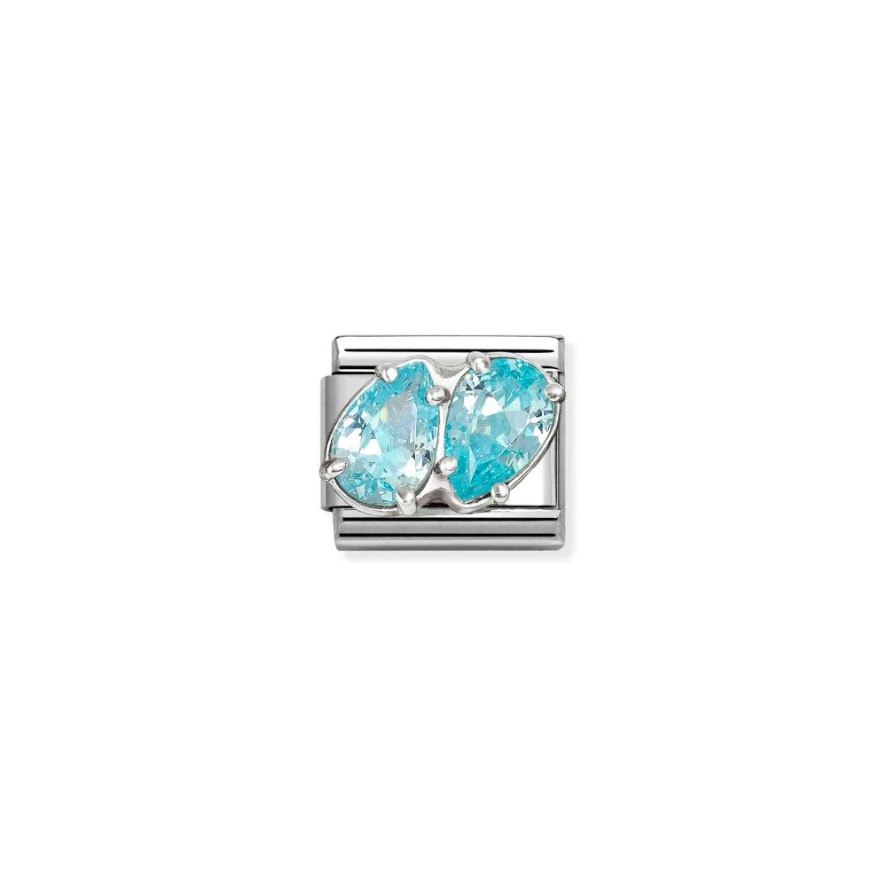 Nomination Silver and Light Blue Composable Classic Love Steel, CZ and Double Drops Charm Image