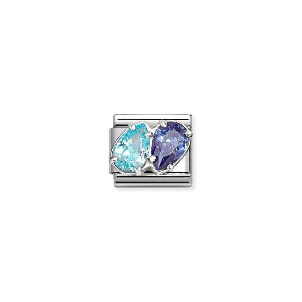 Nomination Silver and Light Blue Composable Classic Love Steel Double Drops Charm Image