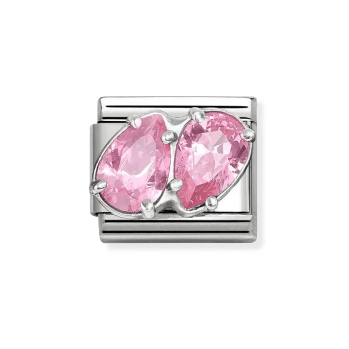 Nomination Silver and Pink Classic Love , CZ and Double Drops Charm - MococoNomination330329/108033497568885Charms