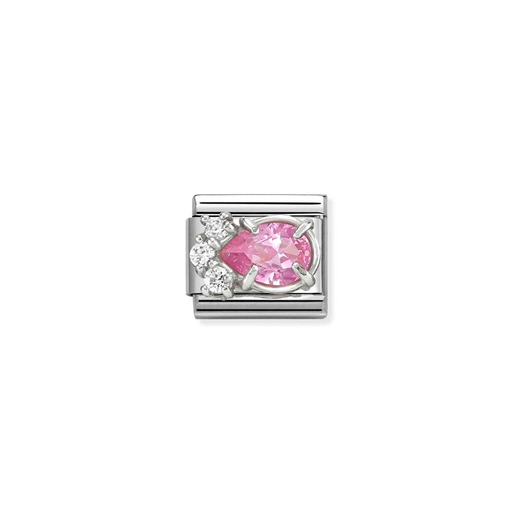 Nomination Silver and Pink Composable Classic Love Steel, CZ and Drop Charm Image