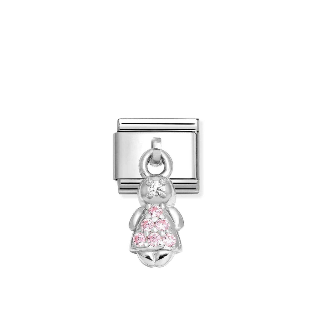Nomination Silver and Pink Composable Classic Stainless Steel Girl Charm Image