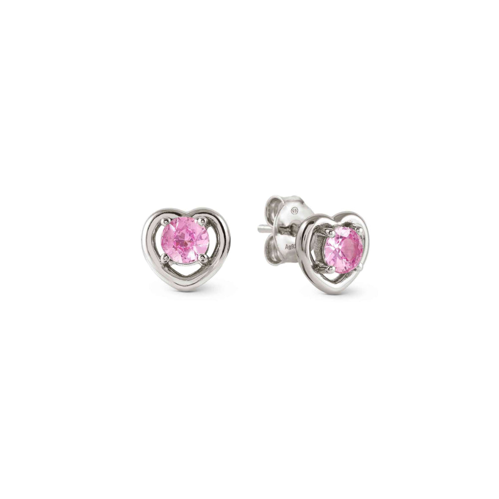 Nomination Silver and Pink Cosmiclove Heart Cubic Zirconia Earrings Image 1