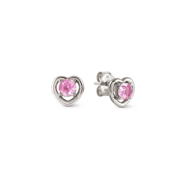 Nomination Silver and Pink Cosmiclove Heart Cubic Zirconia Earrings Image 1