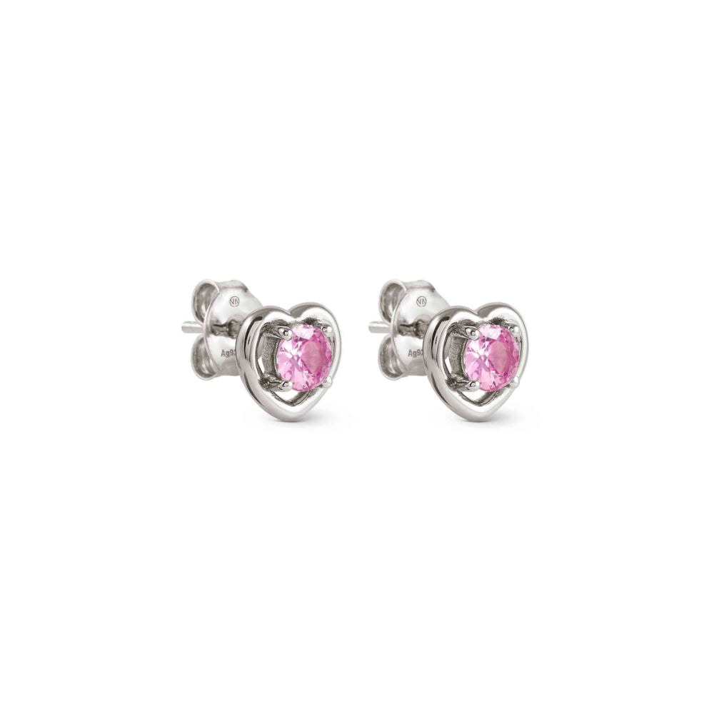 Nomination Silver and Pink Cosmiclove Heart Cubic Zirconia Earrings Image 4