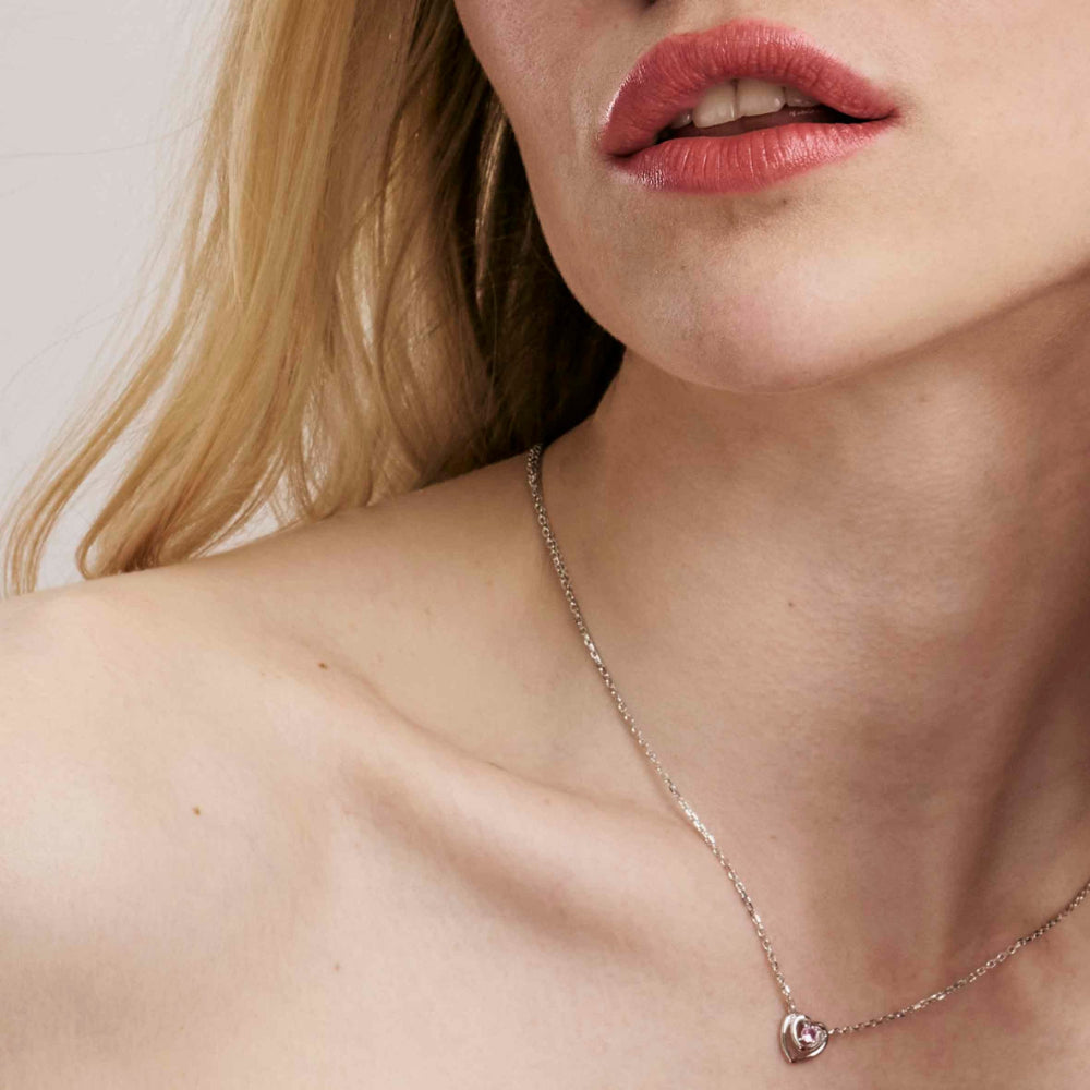 Nomination Silver and Pink Cosmiclove Heart Cubic Zirconia Necklace Image 2
