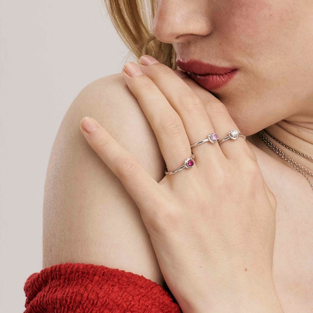 Nomination Silver and Pink Cosmiclove Heart Cubic Zirconia Ring - MococoNomination241701/0028033497556684Rings