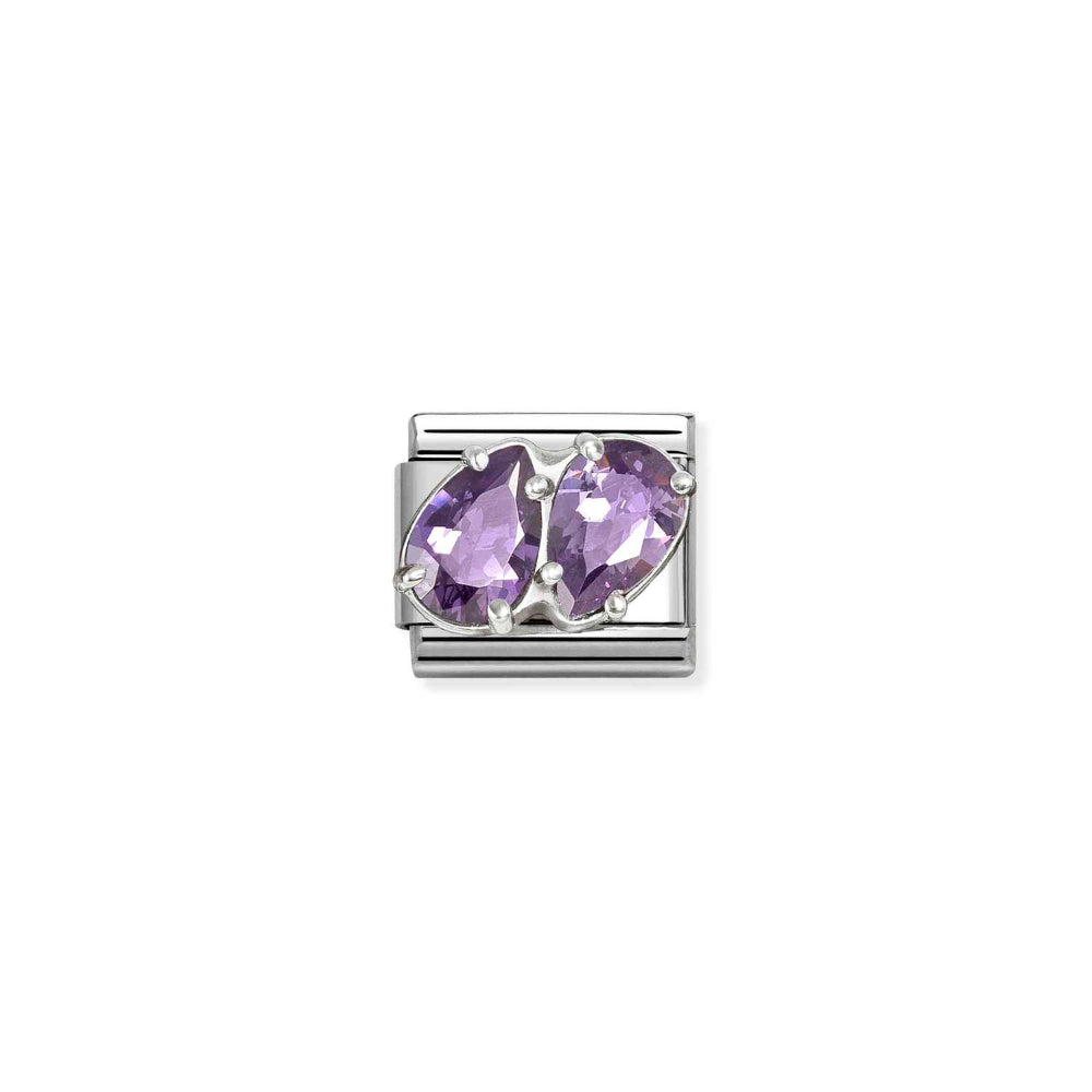 Nomination Silver and Purple Composable Classic Love Steel, CZ and Double Drops Charm Image