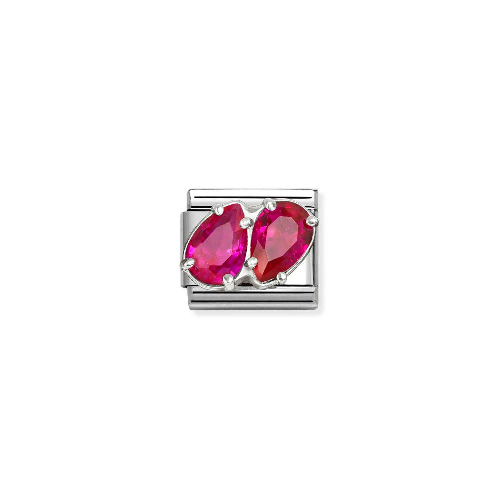 Nomination Silver and Red Composable Classic Love Steel, CZ and Double Drops Charm Image