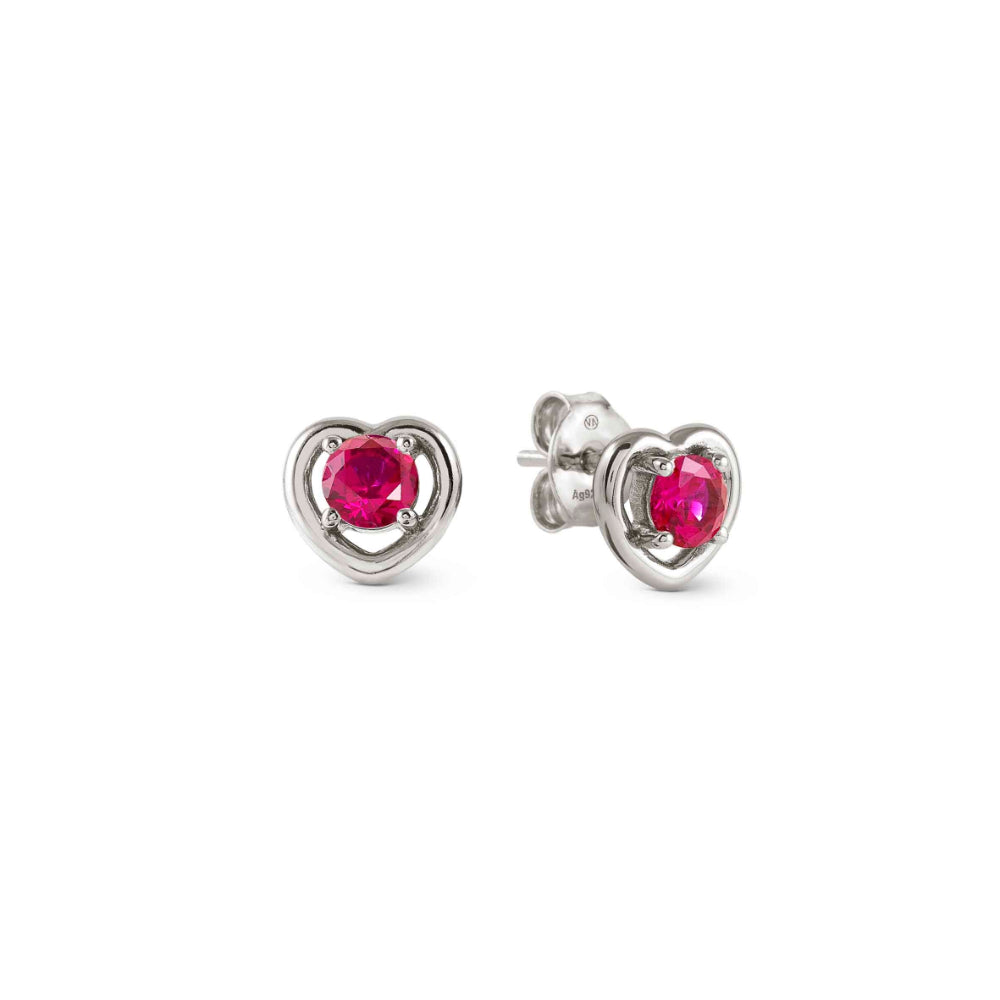 Nomination Silver and Red Cosmiclove Heart Colored Cubic Zirconia Earrings Image 1