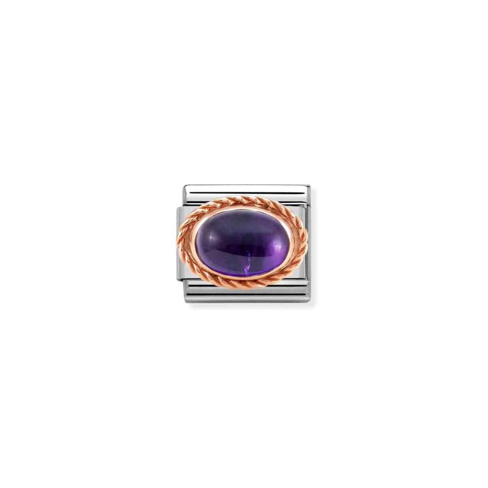 Nomination Silver and Rose Gold Composable Amethyst Charm Link image