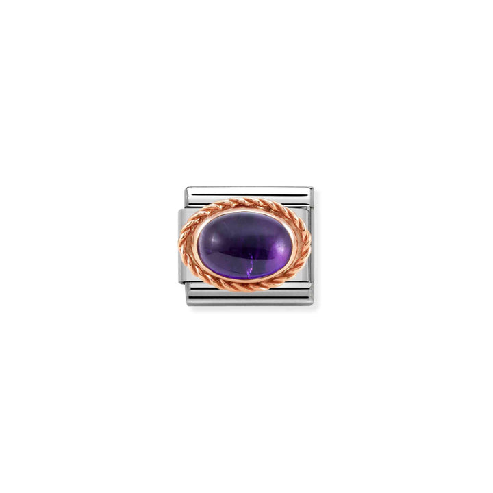 Nomination Silver and Rose Gold Composable Amethyst Charm Link image