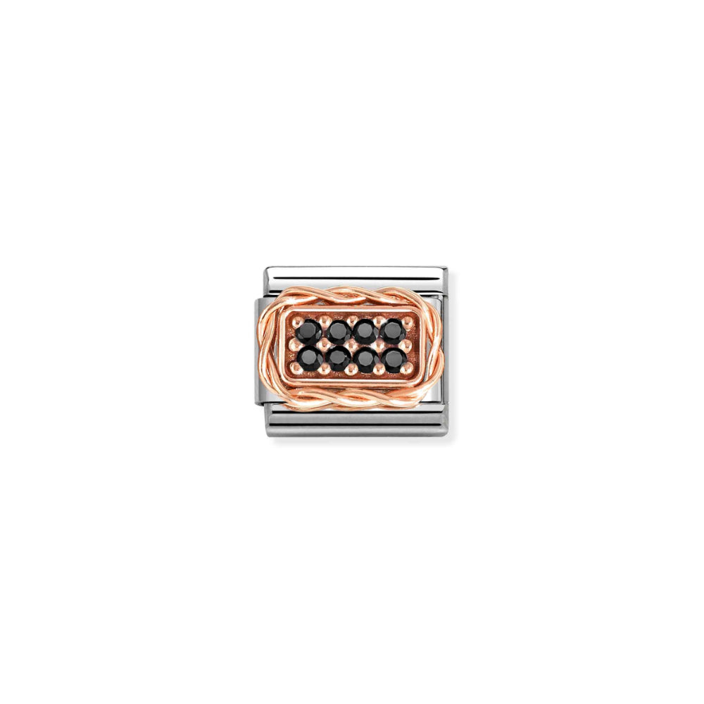 Nomination Silver and Rose Gold Composable Cubic Zirconia Pave Stones Charm Link image