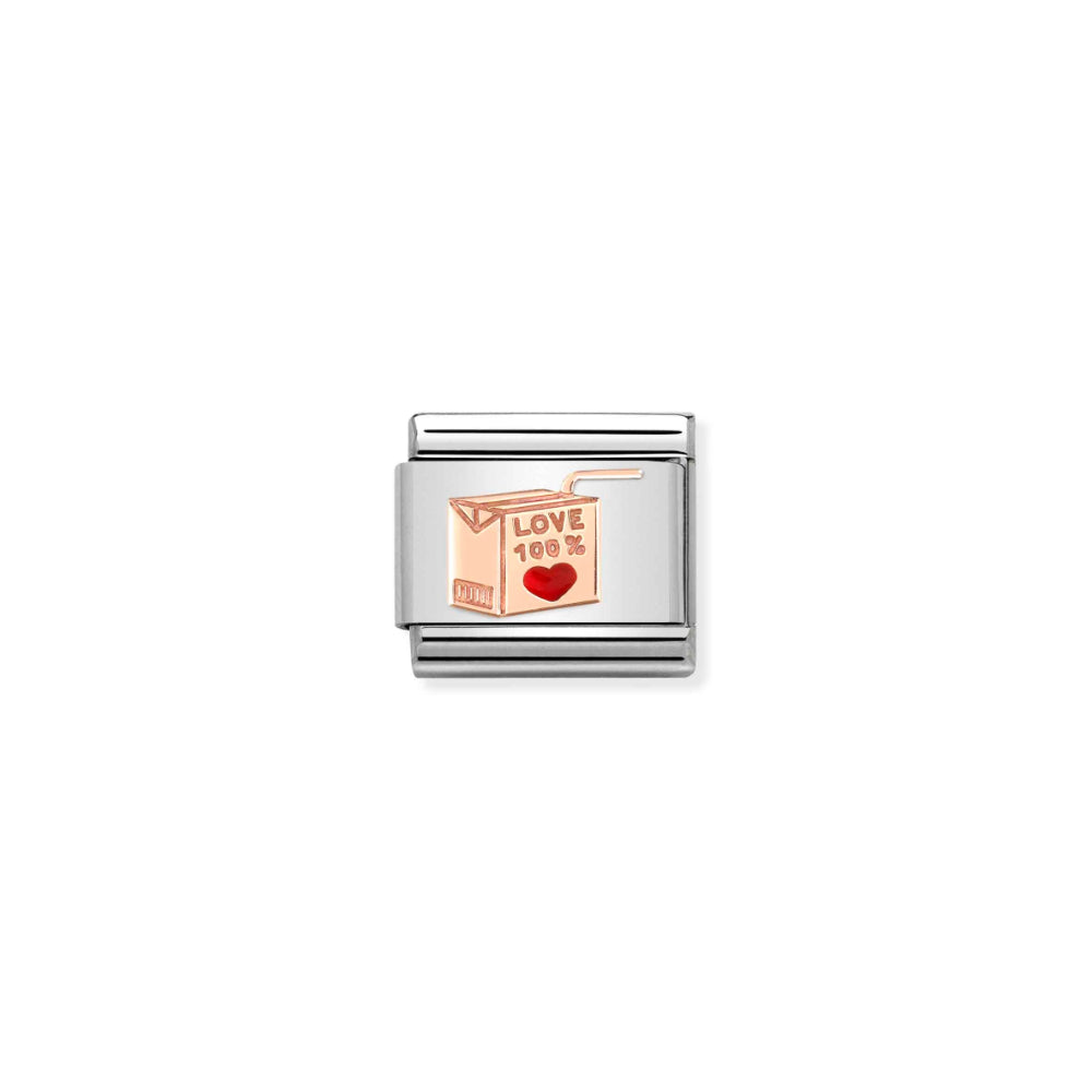 Nomination Silver and Rose Gold Composable Love 100% Juice Box Charm Link image