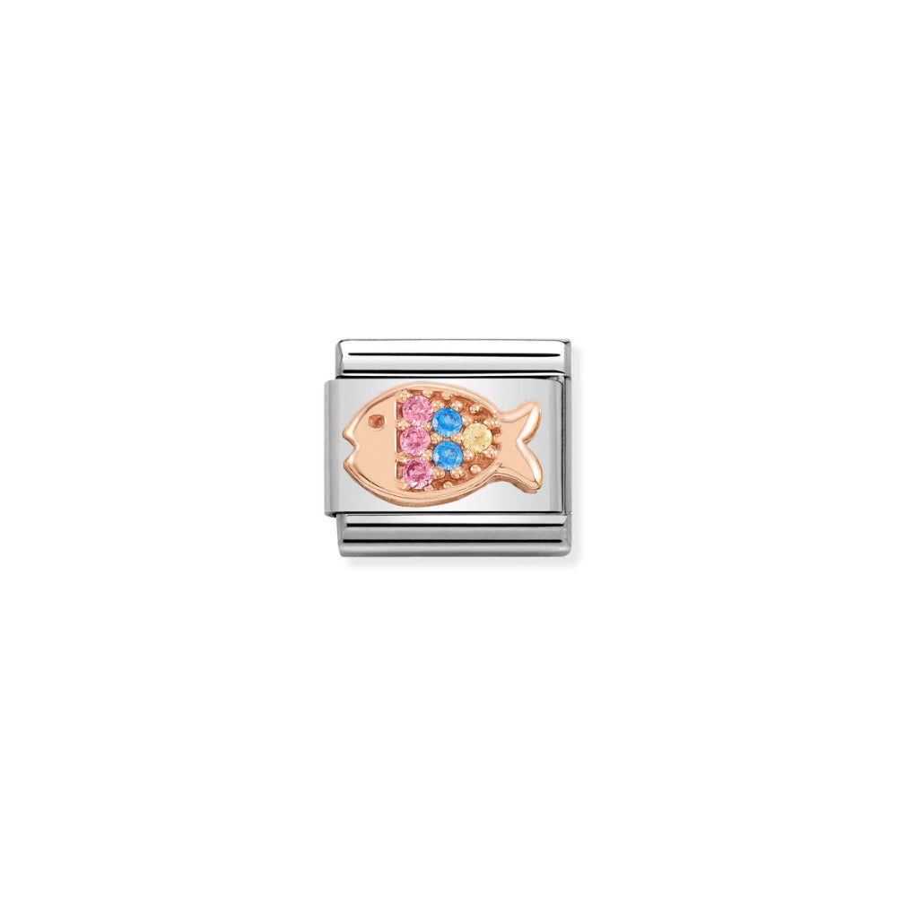 Nomination Silver and Rose Gold Composable Marine Fish with Stones Charm Link image