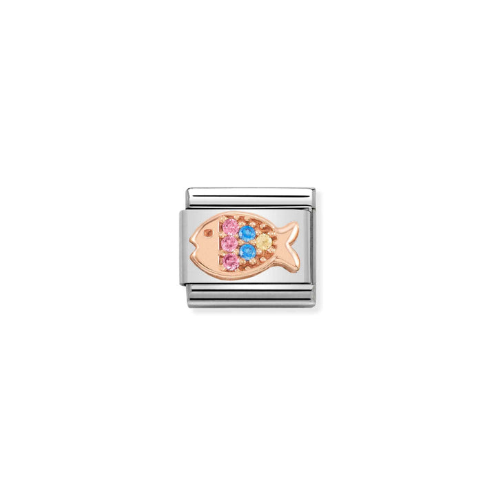 Nomination Silver and Rose Gold Composable Marine Fish with Stones Charm Link image