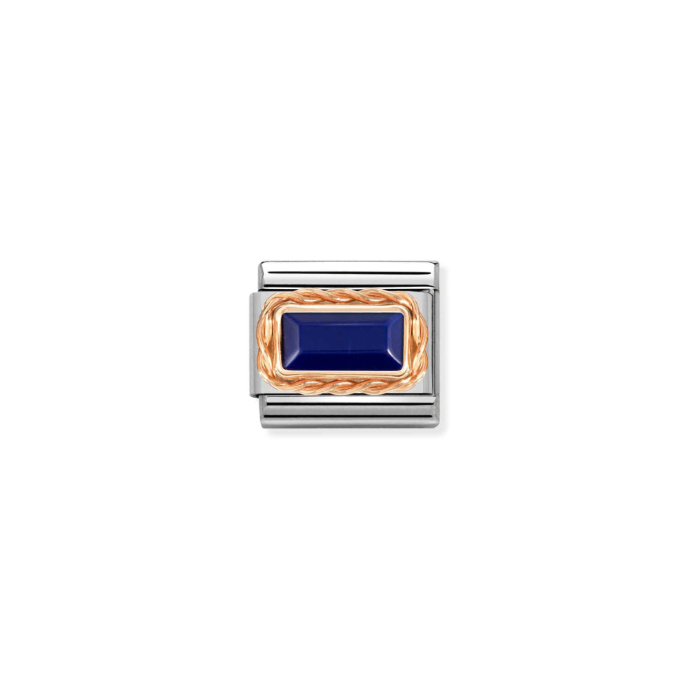 Nomination Silver and Rose Gold Composable Natural Gemstone Details Lapis Lazuli Charm Link image