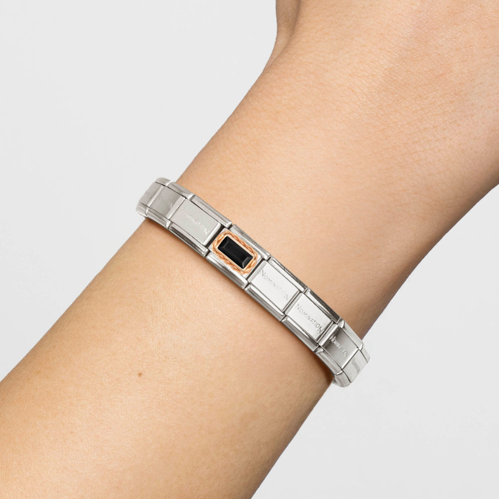 Nomination Silver and Rose Gold Composable Natural Stone Details Agate Charm Link image 1