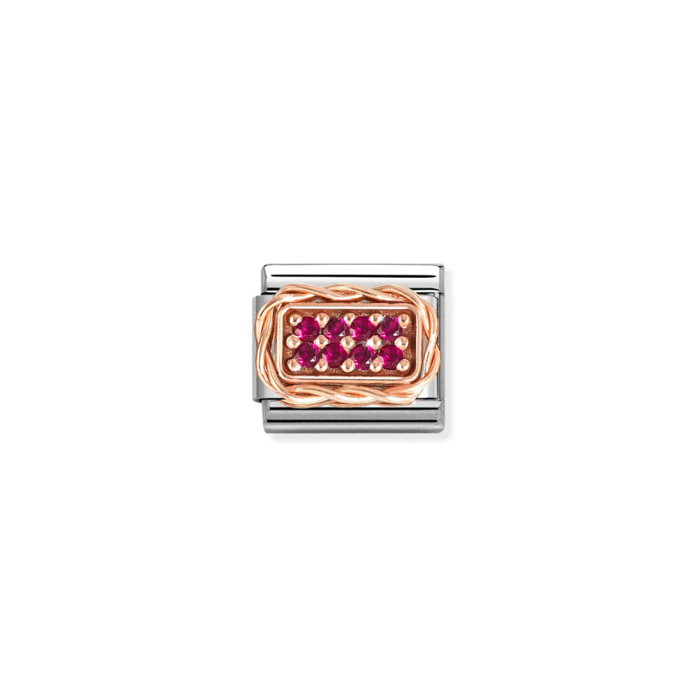 Nomination Silver and Rose Gold Composable Stainless Steel Pave Stones Charm Link image