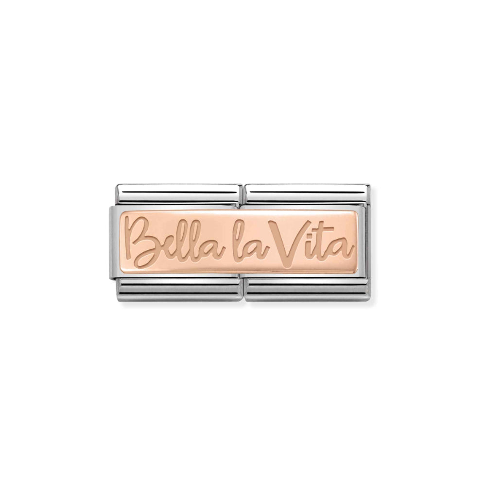 Nomination Silver and Rose Gold Composable Written Bella La Vita Charm Double Link image