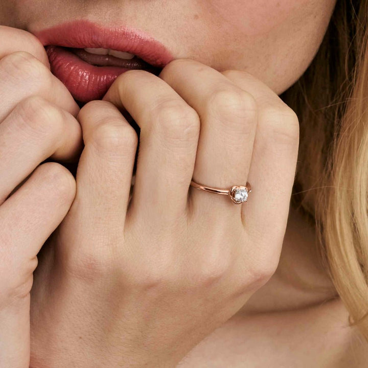 Nomination Silver and Rose Gold Cosmiclove Cubic Zirconia Heart Ring - MococoNomination241700/0058033497556646Rings