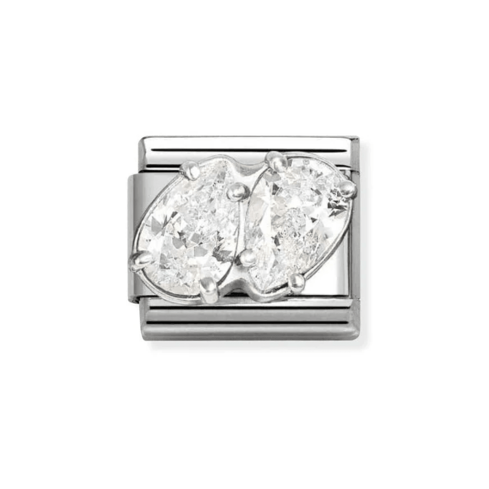 Nomination Silver and White Classic Love , CZ and Double Drops Charm - MococoNomination330329/098033497568878Charms