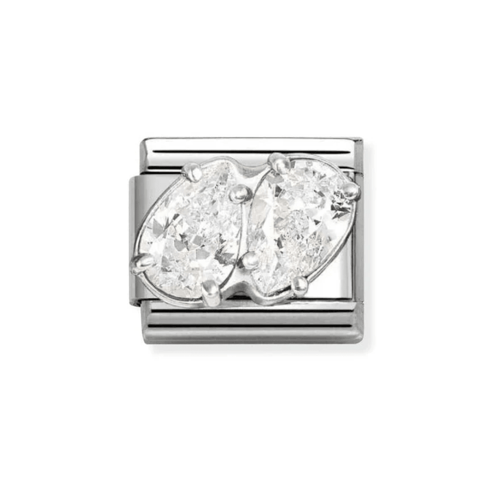 Nomination Silver and White Classic Love , CZ and Double Drops Charm - MococoNomination330329/098033497568878Charms
