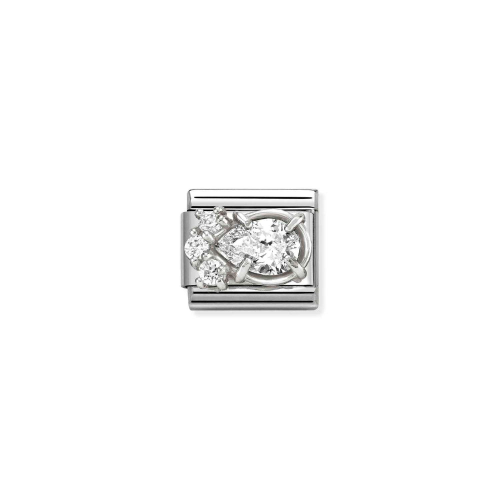 Nomination Silver and White Composable Classic Love Steel, CZ and Drop Charm Image