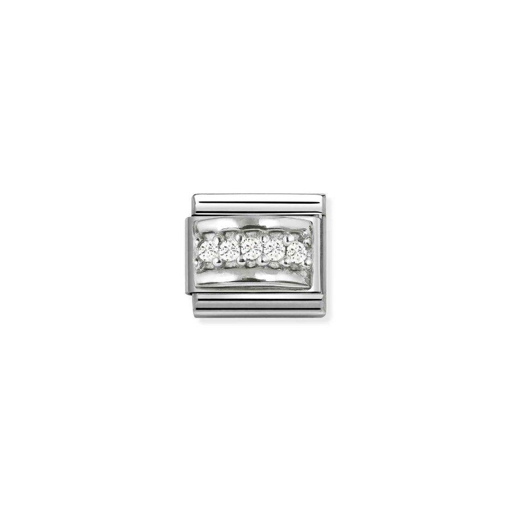 Nomination Silver and White Composable Classic Love Symbols Steel , Cubic Zirconia and Track Charm Image