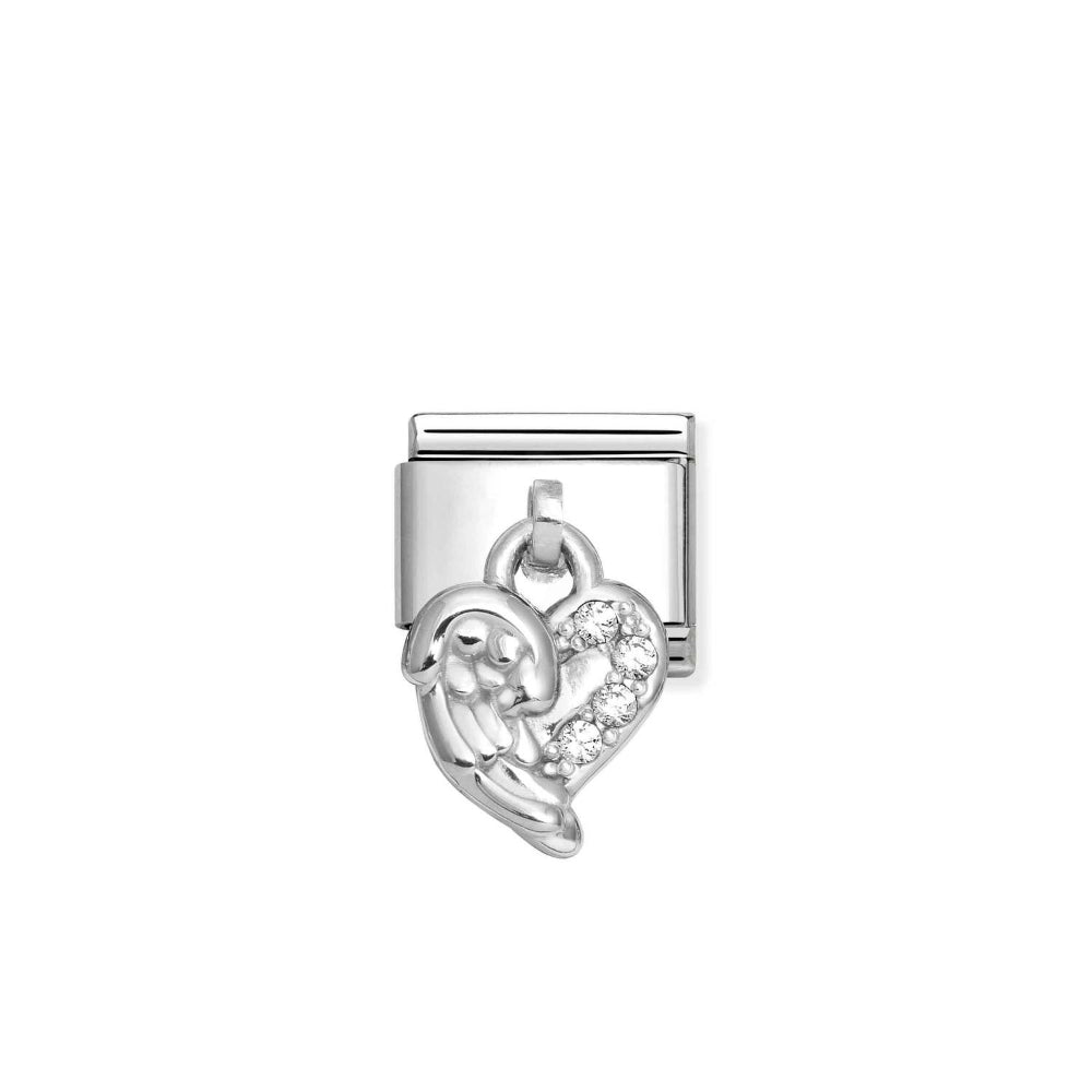 Nomination Silver and White Composable Classic Stainless Steel and Heart Charm Image