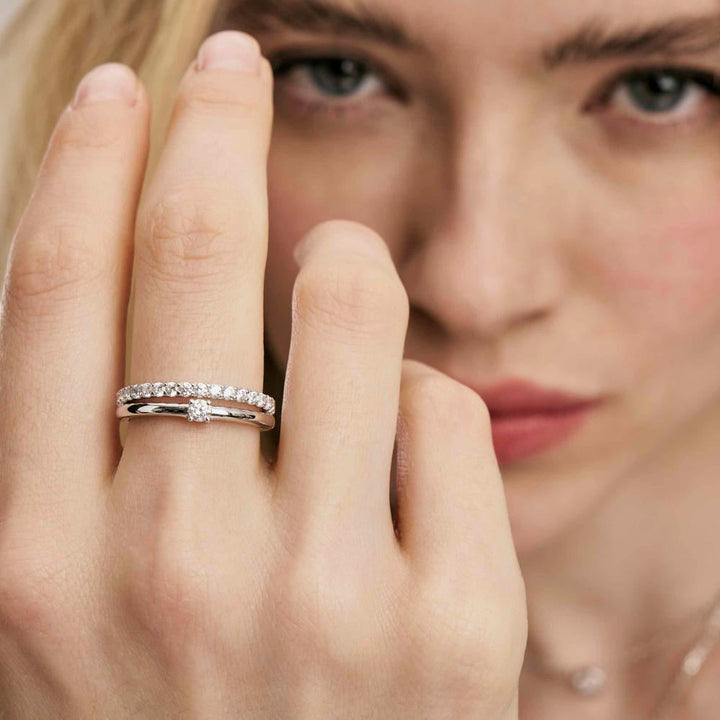 Nomination Silver and White Cosmiclove Cubic Zirconia Size 11 Ring Image 2