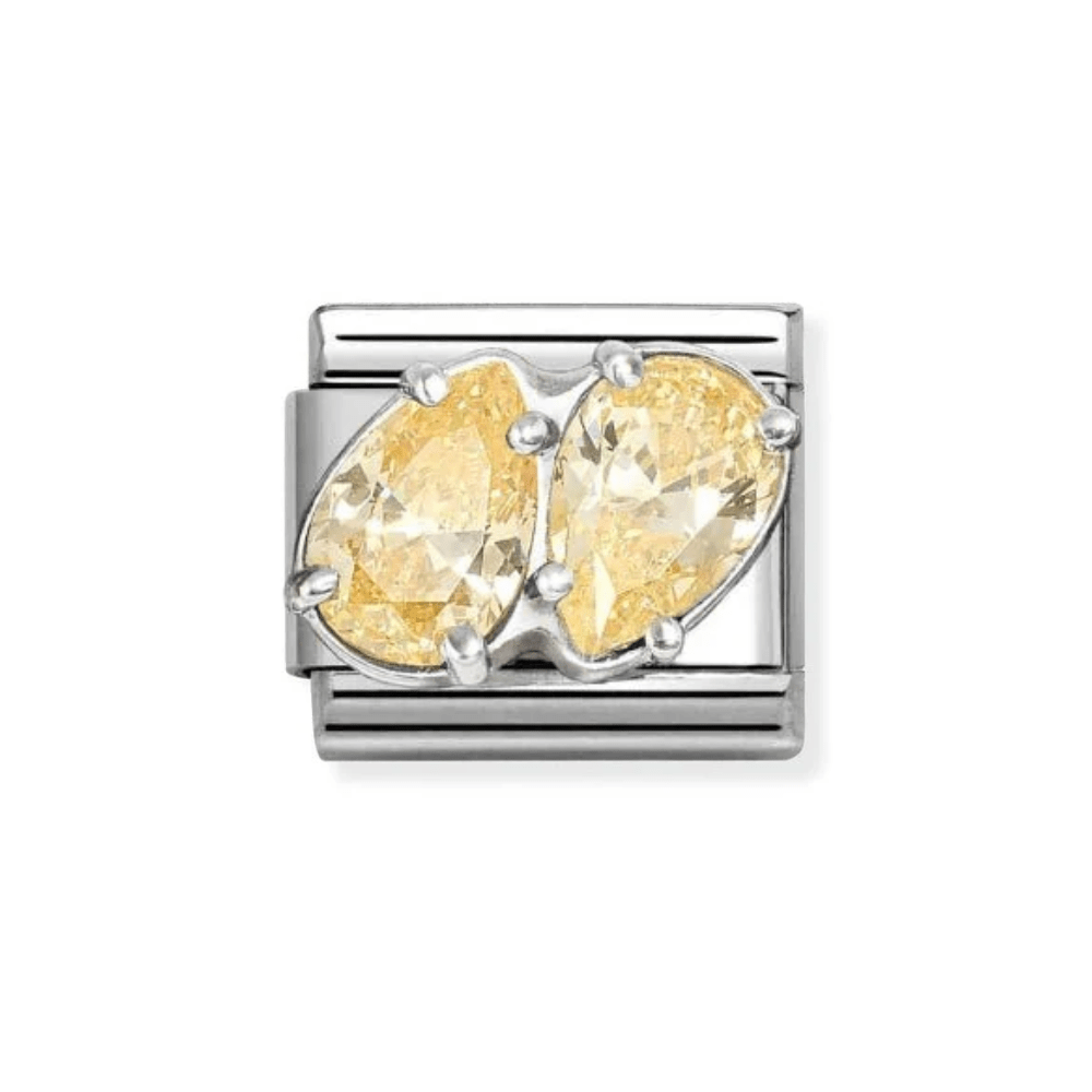 Nomination Silver and Yellow Classic Love , CZ and Double Drops Charm - MococoNomination330329/158033497568939Charms
