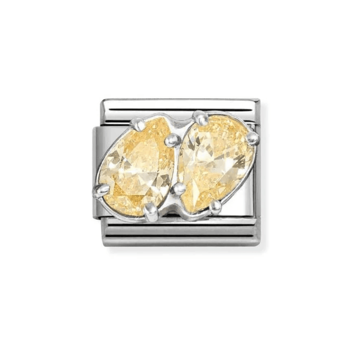 Nomination Silver and Yellow Classic Love , CZ and Double Drops Charm - MococoNomination330329/158033497568939Charms