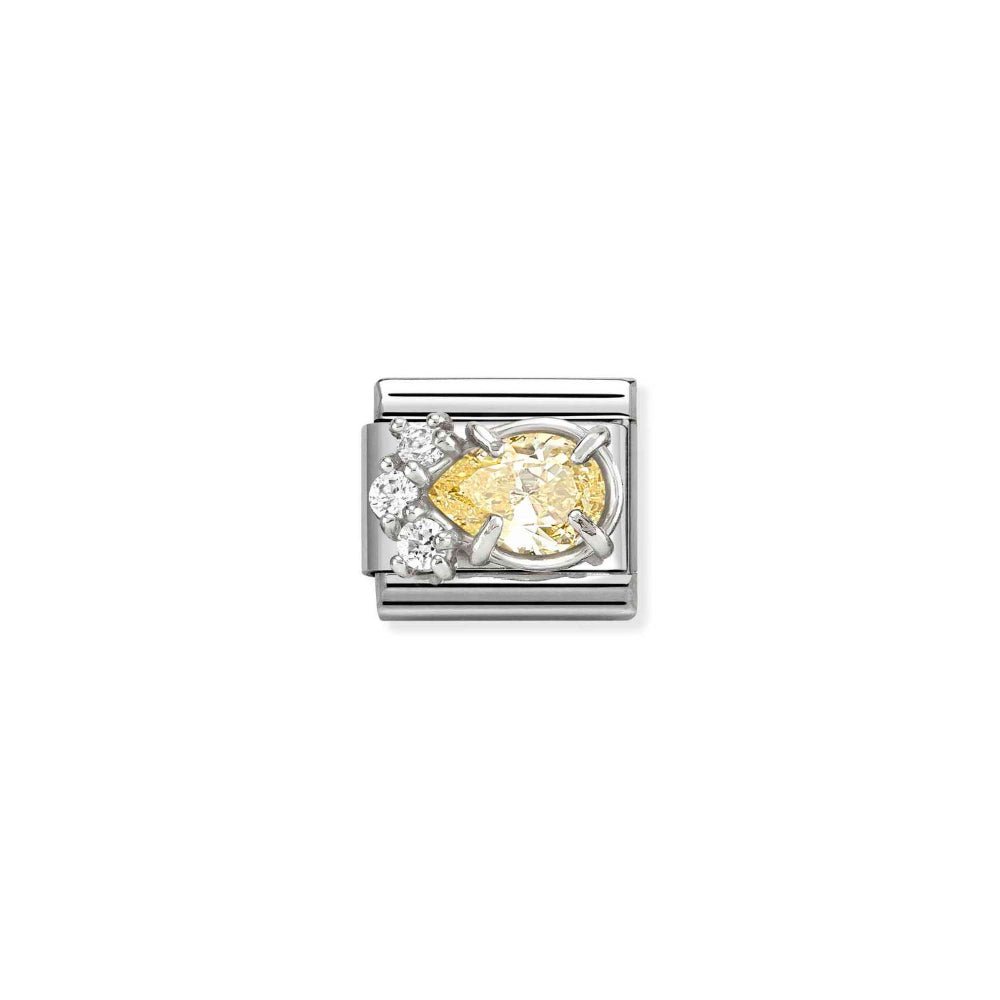 Nomination Silver and Yellow Classic Love , CZ and Drop Charm - MococoNomination330329/078033497568854Charms