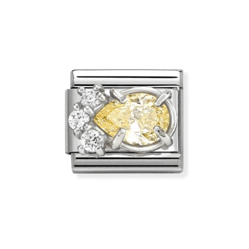 Nomination Silver and Yellow Classic Love , CZ and Drop Charm - MococoNomination330329/078033497568854Charms