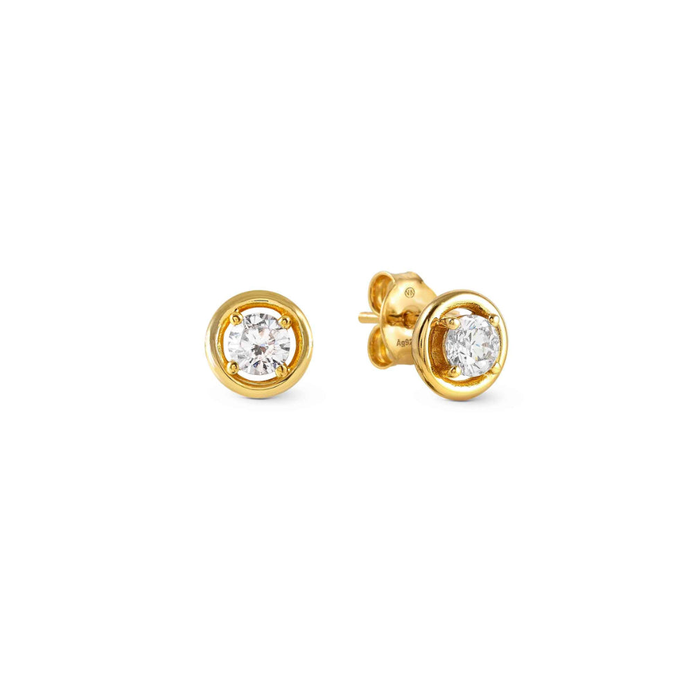 Nomination Silver and Yellow Gold Cosmiclove Cubic Zirconia Circle Earrings Image 1