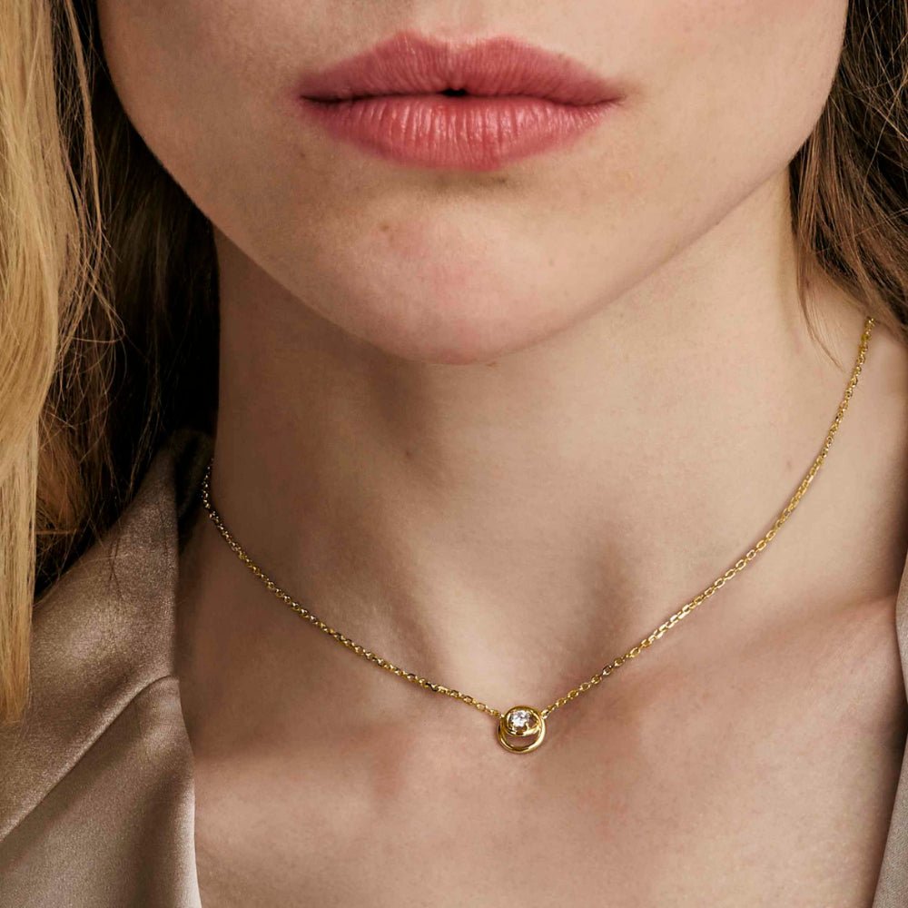 Nomination Silver and Yellow Gold Cosmiclove Cubic Zirconia Circle Necklace - MococoNomination241706/0548033497556868Necklaces