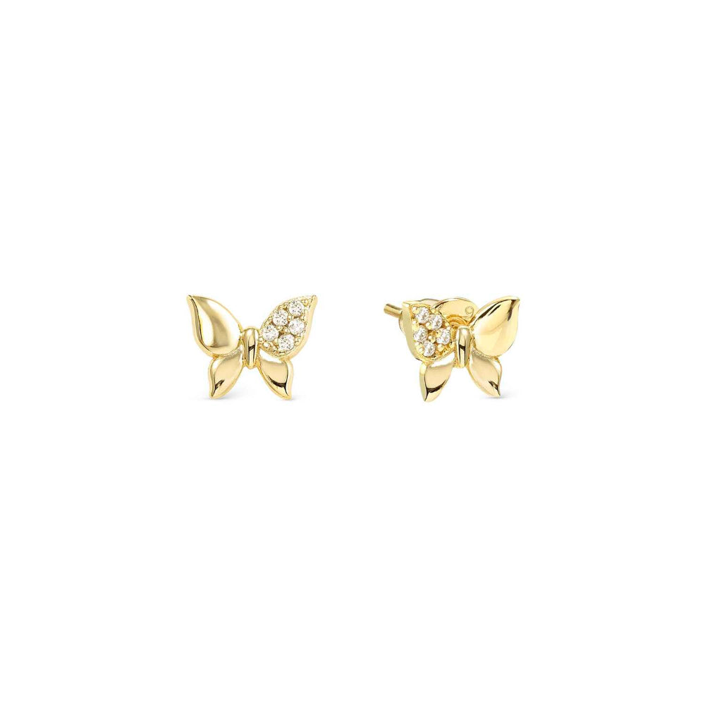 Nomination Silver and Yellow Gold Petit Sparkle Cubic Zirconia Butterfly Earrings Image