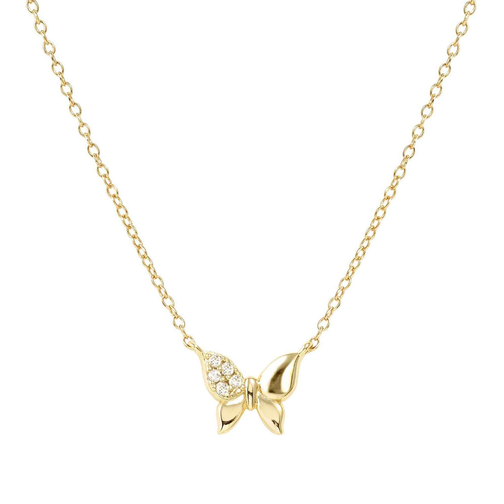 Nomination Silver and Yellow Gold Petit Sparkle Cubic Zirconia Butterfly Necklace Image