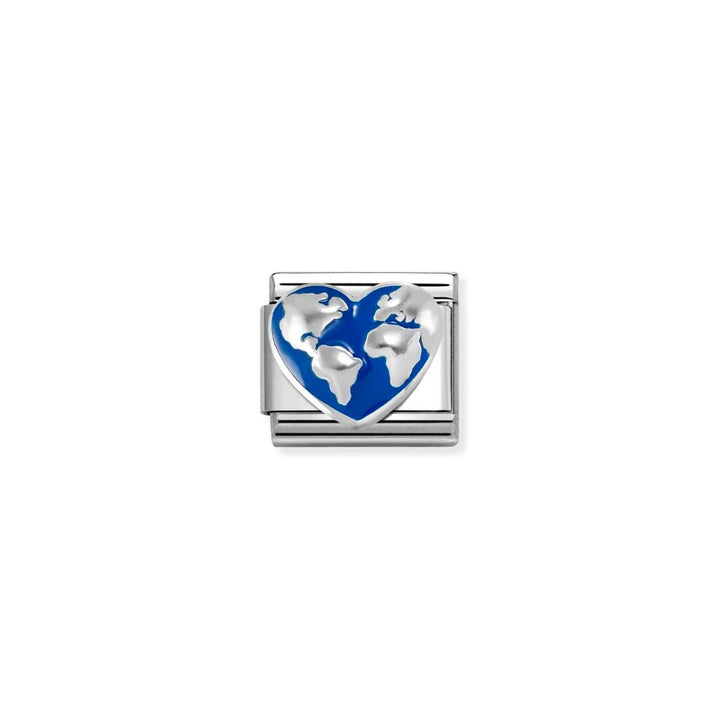 Nomination Silver Blue Enamel Map on Heart Charm - MococoNomination330204/458033497580351Charms