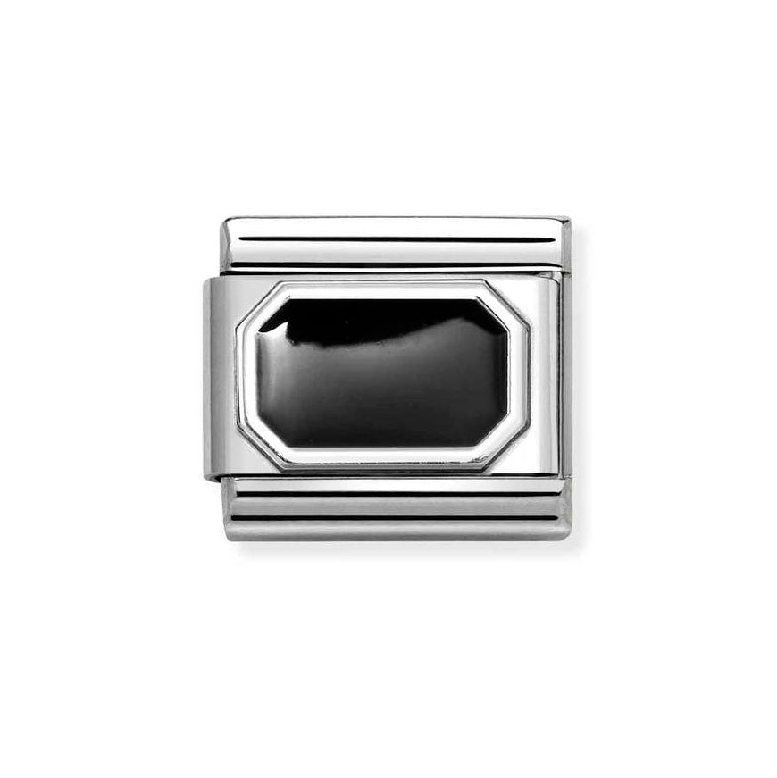 Nomination Silver Classic Black Enamel Rectangle Charm - MococoNomination330206/348033497537768Charms and Links