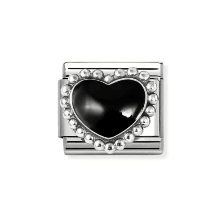 Nomination Silver Classic Black Raised Heart Charm - MococoNomination330204/388033497565884Charms