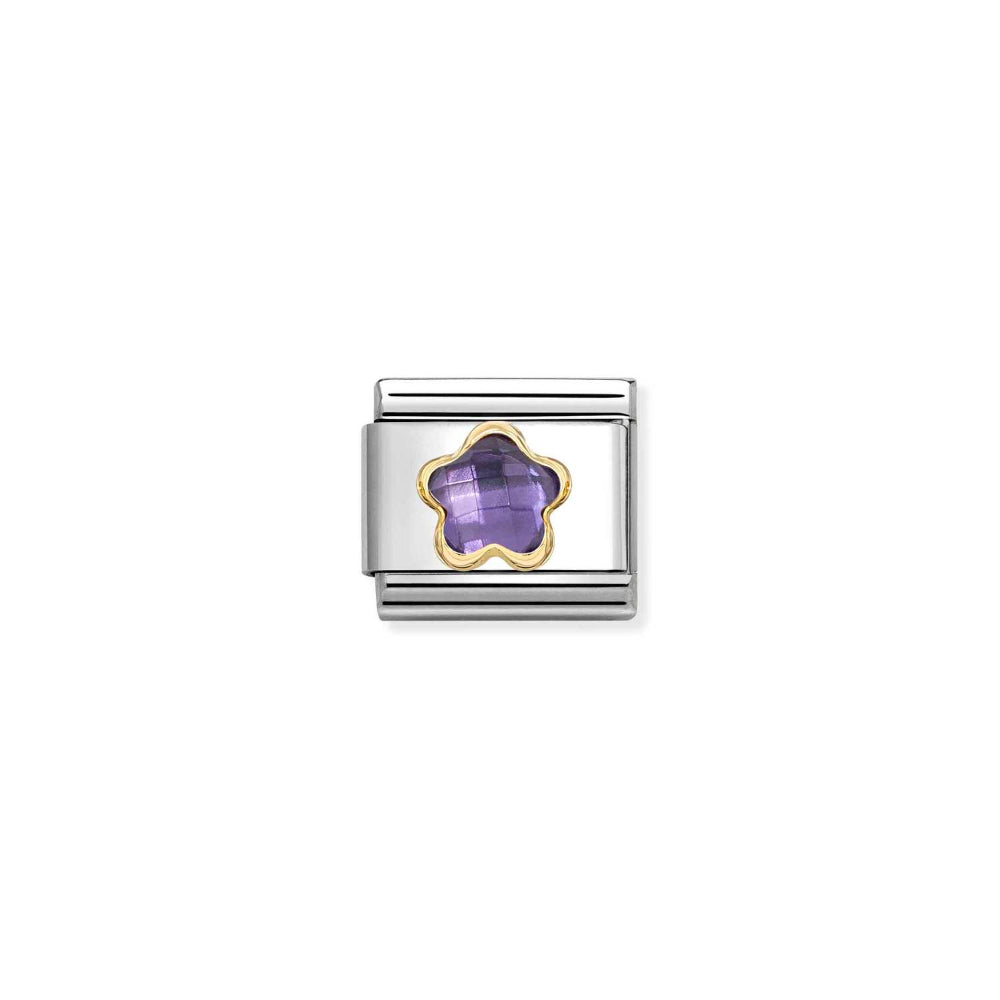 Nomination Silver Composable Classic Ed Faceted CZ Purple Flower Link Image