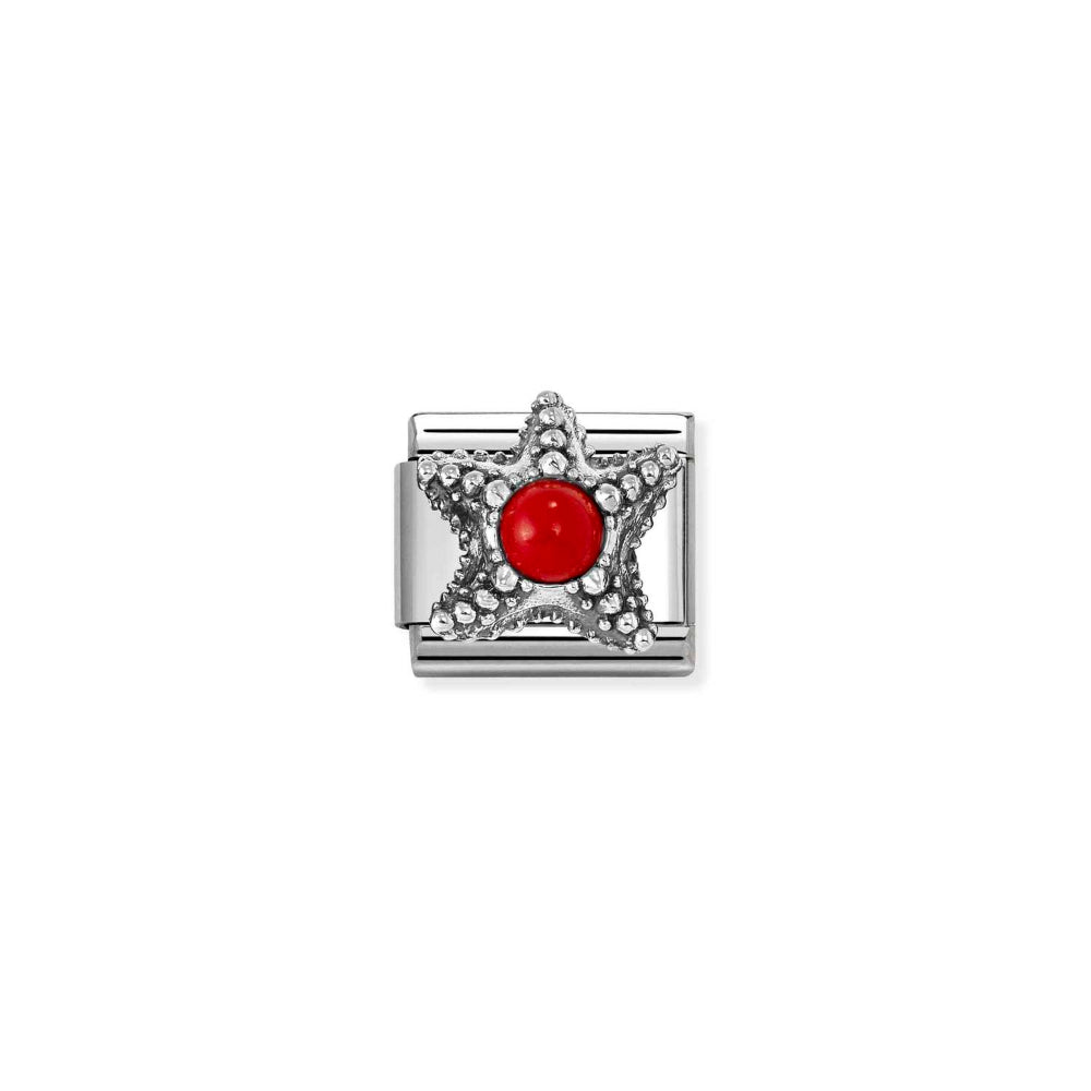 Nomination Silver Composable Classic Ed Red Coral Starfish Link Image