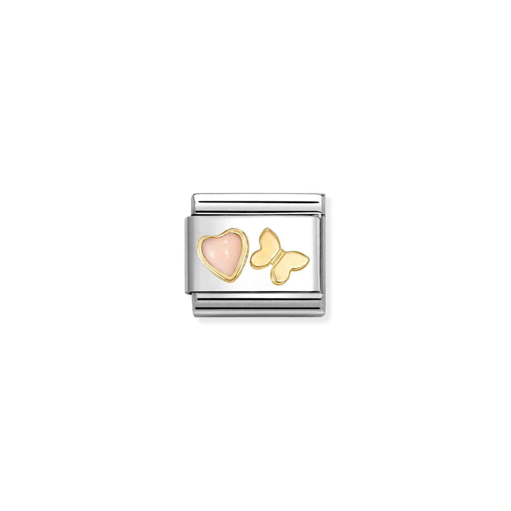 Nomination Silver Composable Classic Ed Stones Pink Coral Butterfly Link Image