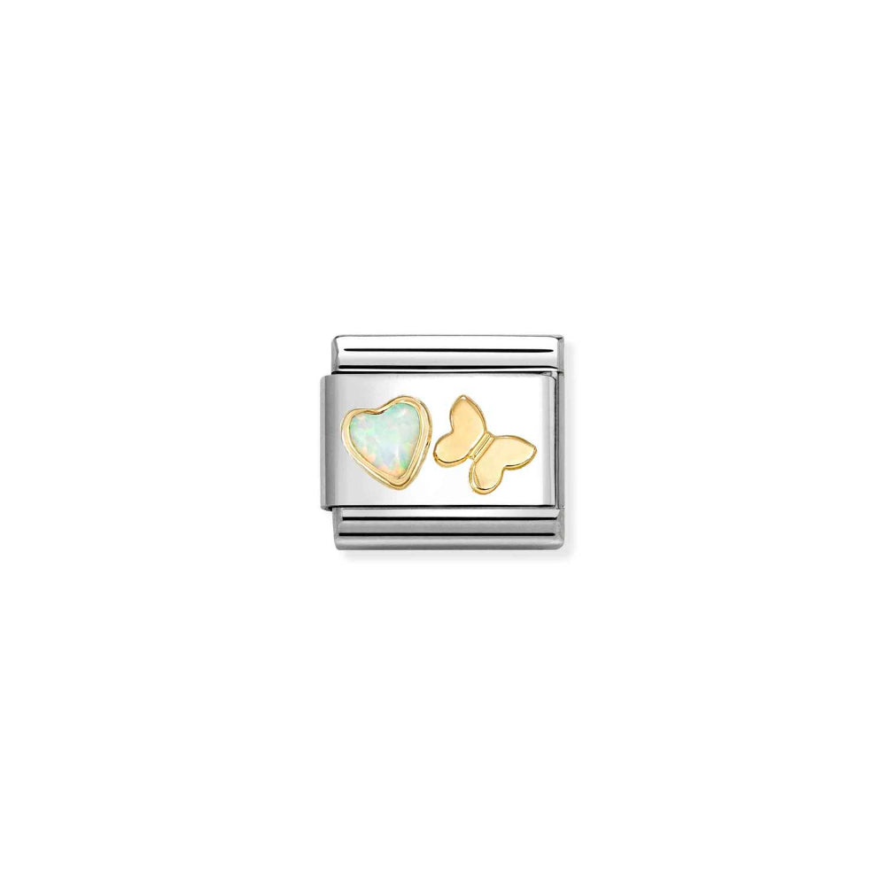 Nomination Silver Composable Classic Ed Stones White Opal Butterfly Link Image