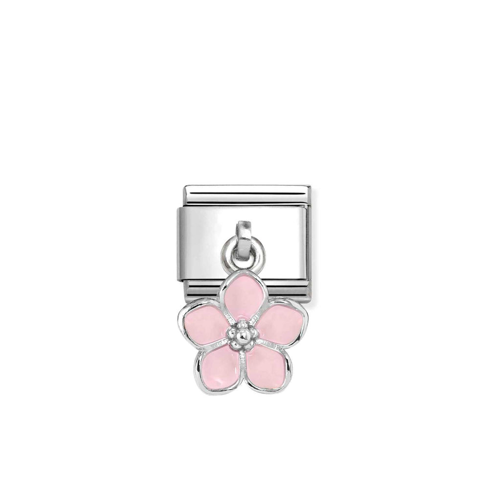 Nomination Silver Composable Classic Enamel Pink Flower Charms Link Image