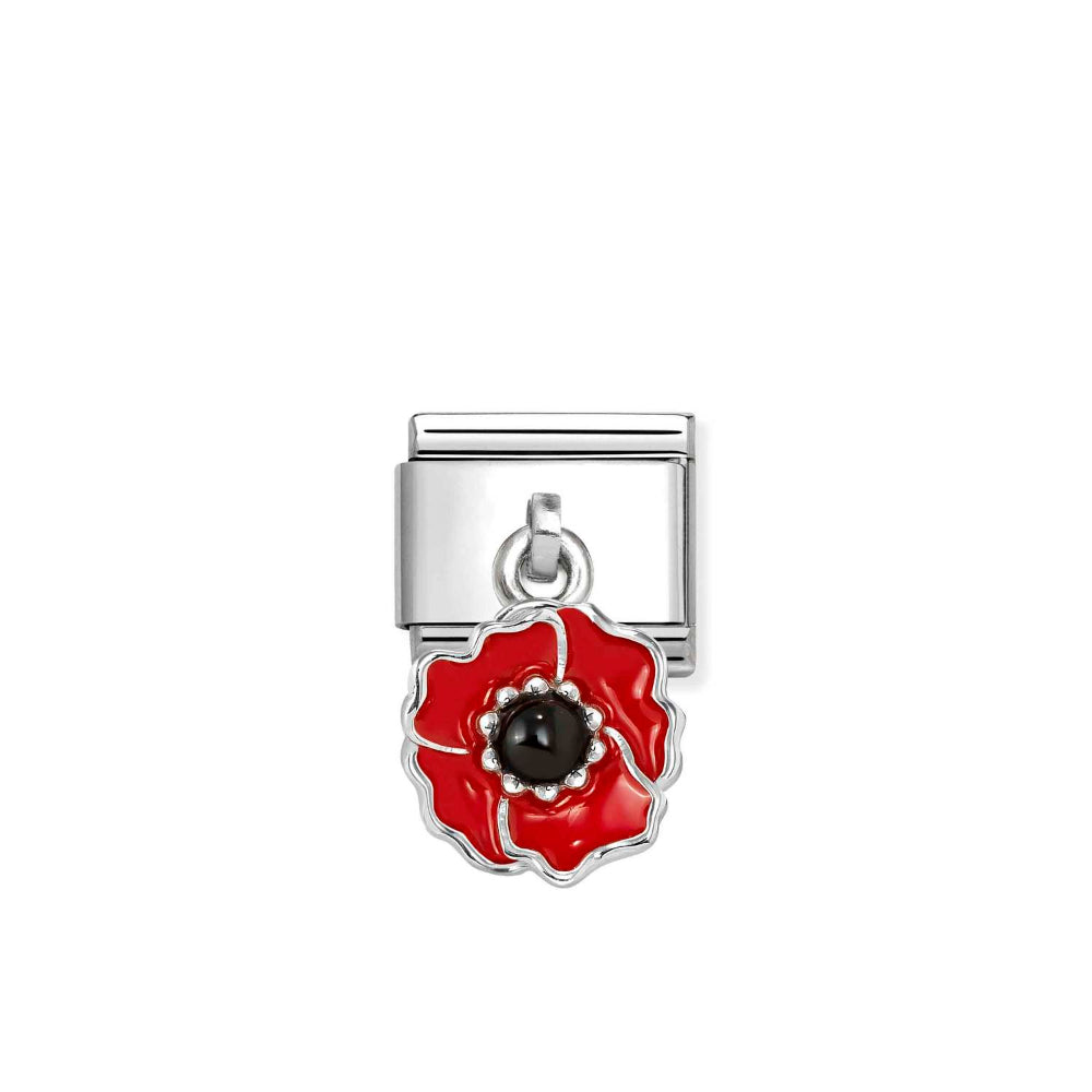 Nomination Silver Composable Classic Enamel Red & Black Poppy Link Image