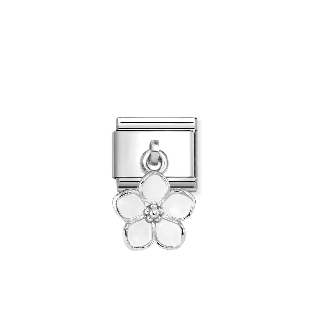 Nomination Silver Composable Classic Enamel White Flower Charms Link Image