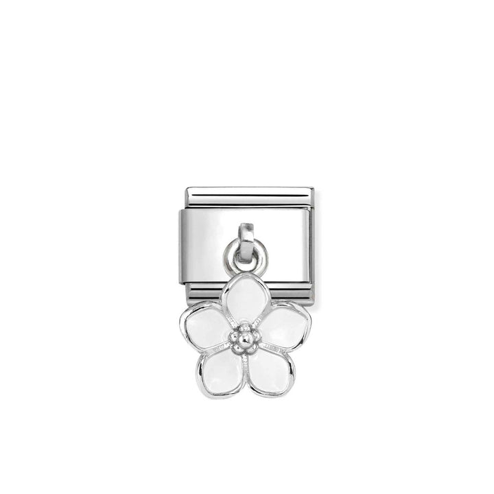 Nomination Silver Composable Classic Enamel White Flower Charms Link Image