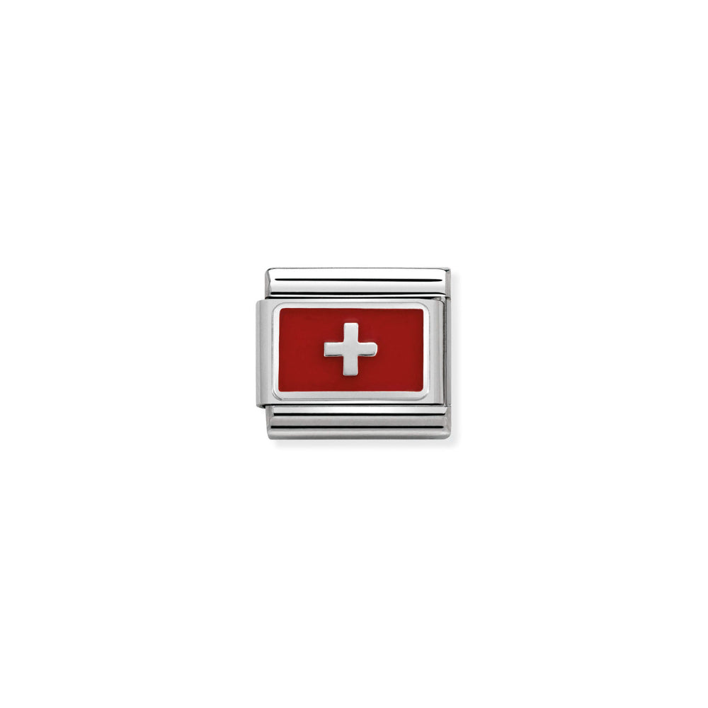 Nomination Silver Composable Classic Flags In St.Steel, Enamel Switzerland Charm Image